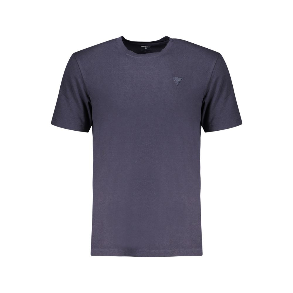 T-Shirt by Guess Jeans for men in stretch modal cotton blue showcases a unassuming silhouette, artfully detailed with a refined crew neckline and unassuming short-sleeve for a sophisticated, contemporary look.