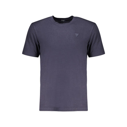 T-Shirt by Guess Jeans for men in stretch modal cotton blue showcases a unassuming silhouette, artfully detailed with a refined crew neckline and unassuming short-sleeve for a sophisticated, contemporary look.