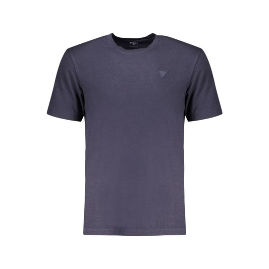 T-Shirt by Guess Jeans for men in stretch modal cotton blue showcases a unassuming silhouette, artfully detailed with a refined crew neckline and unassuming short-sleeve for a sophisticated, contemporary look.