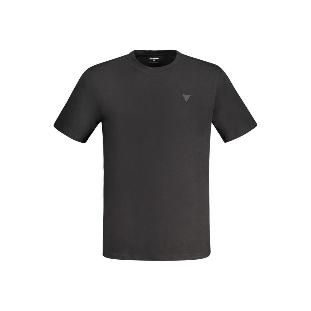 T-Shirt by Guess Jeans for men in stretch modal cotton black features a plush silhouette, showcasing a sophisticated and short-sleeve for a truly plush finish.