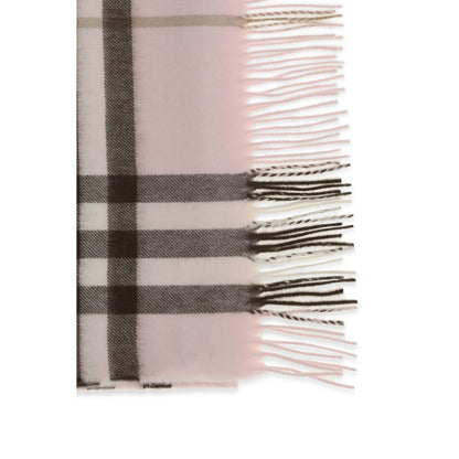 Scarf by Burberry for women in cashmere & capra leather multicolor showcases a warm silhouette from the Cashmere & Capra Leather Shawl Fringes Scarf collection, offering a warm drape that exudes sophisticated luxury.