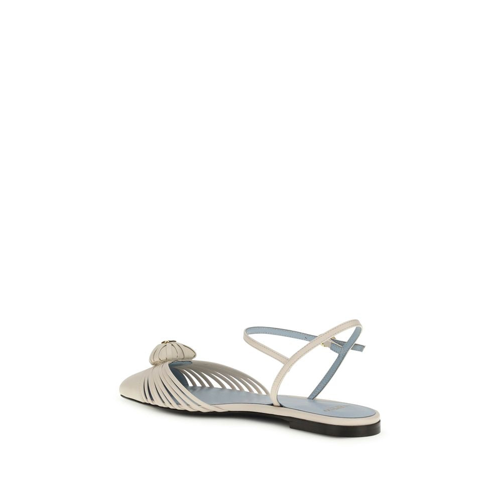 Ballet Sandals Flat Shoes by Valentino Garavani for women in bos taurus calf leather beige showcases a dynamic silhouette, artfully capturing Heart V Logo Women's Bos Taurus Calf Leather Ballet Sandals Flat Shoes through its distinctive and elegant .