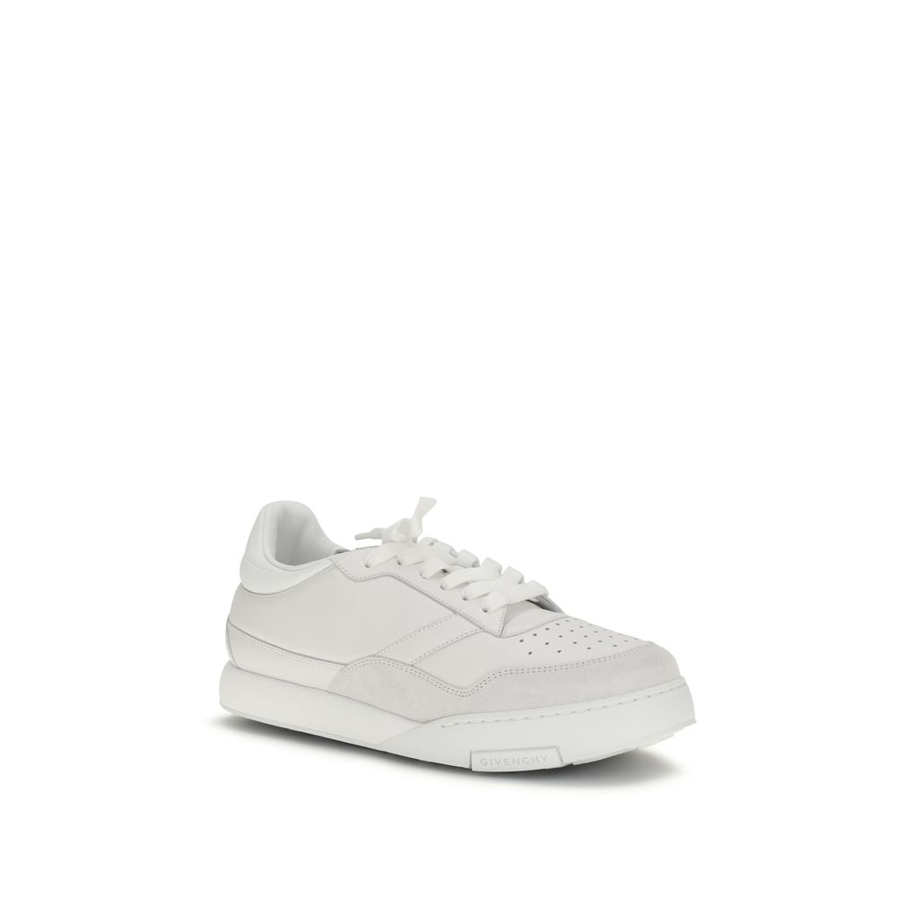 Sneakers by Givenchy for men in bos taurus calf leather white & signature presents a sumptuous silhouette, artfully capturing the essence of the Men's Low Top Bos Taurus Calf Leather Sneakers with its sumptuous low-top style design.