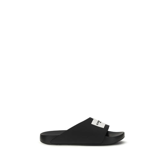 Flat Mule Slider Slippers by Givenchy for men in rubber black & signature features an timeless Men's Rubber Flat Mule Slider Slippers aesthetic, defined by a flat and a refined .