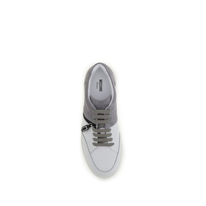 Sneakers by Moschino for men in bos taurus calf suede leather multicolor features a chic design, perfectly showcasing the chic low-top style of this Men's Low Top Bos Taurus Calf Suede Leather Sneakers.