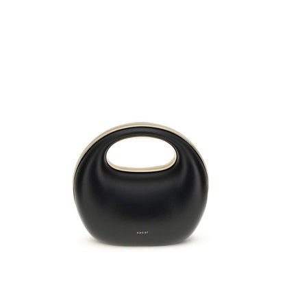 Handbag by Sacai for women in bos taurus calf leather black & gold features an refined silhouette, showcasing a secure snap, ample , and versatile handle for a sophisticated refined aesthetic.