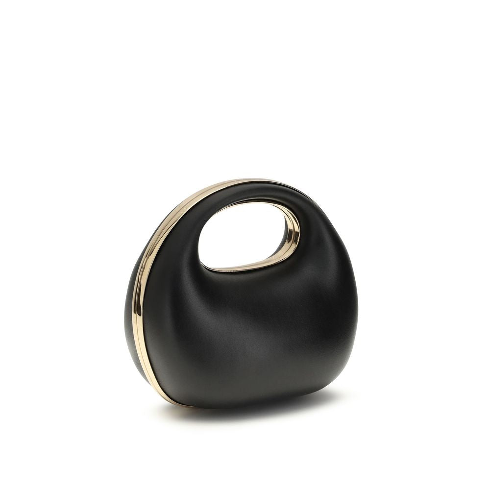 Handbag by Sacai for women in bos taurus calf leather black & gold features a signature silhouette, showcasing a secure snap and signature with versatile handle for a sophisticated look.