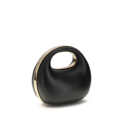 Handbag by Sacai for women in bos taurus calf leather black & gold features a signature silhouette, showcasing a secure snap and signature with versatile handle for a sophisticated look.