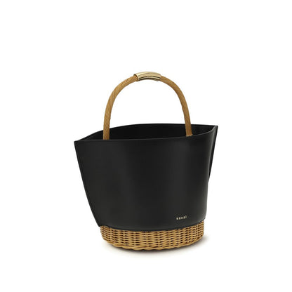 Shoulder Baguette Bag by Sacai for women in raffia rattan & nappa bos taurus calf leather black, gold & natural showcases a enviable silhouette, artfully detailed with a secure , organized , and versatile shoulder-strap & handle for a enviable look.