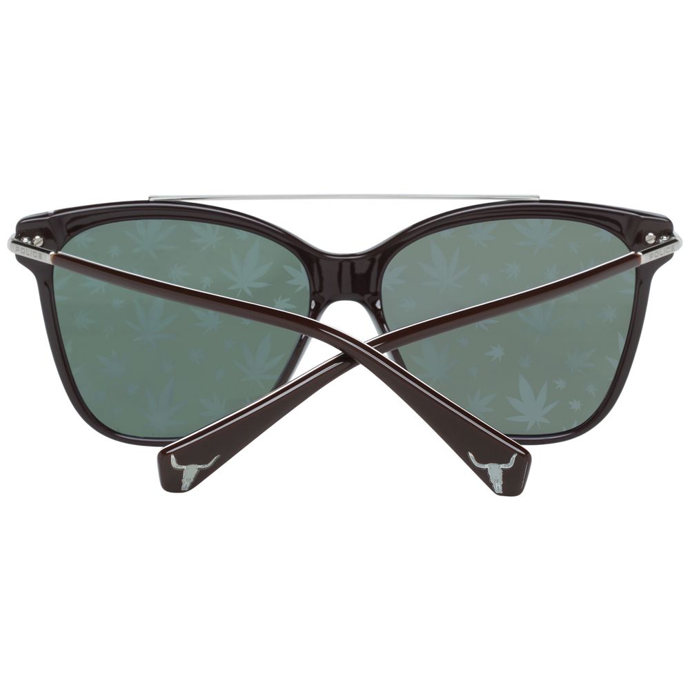 Sunglasses by Police for women in brown features an lustrous butterfly frame design with brown coloured frame detailing and category-3-dark-tint lens for a lustrous aesthetic.