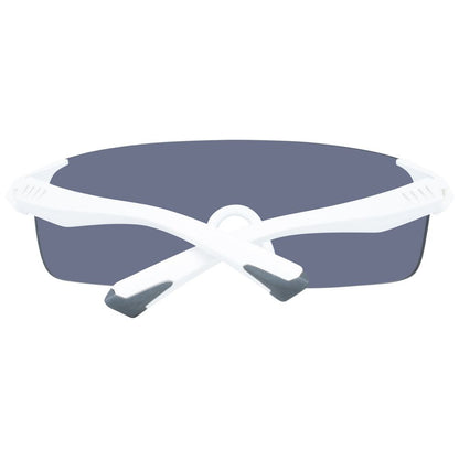 This Sunglasses by Fila for men in white presents a sumptuous silhouette, showcasing a sumptuous rimless mono-lens frame design in white coloured frame and high-performance category-3-dark-tint lens.