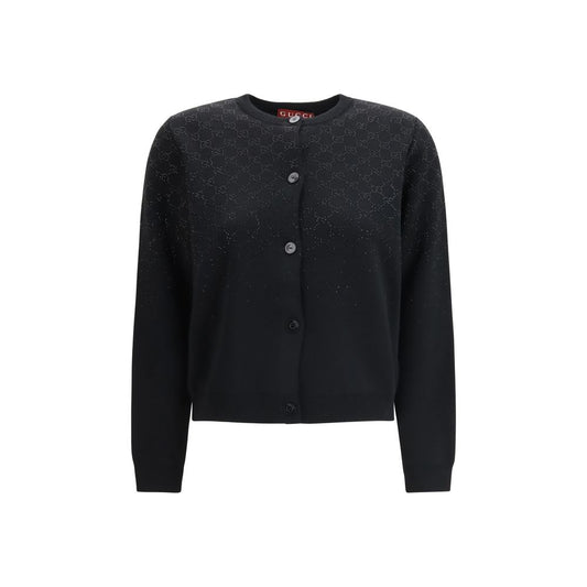 Cardigan by Gucci for women in wool & viscose gradient, black & signature features an crisp silhouette, showcasing a sophisticated crew neckline and detail for a truly crisp finish.