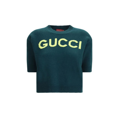 Activewear T-Shirt by Gucci for women in wool bicolour features an athletic silhouette with short-sleeve sleeves and a crew neckline neckline, enhanced by high-performance .