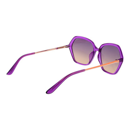 Sunglasses by Guess for women in multicolor showcases a ethereal silhouette, featuring purple coloured frame full-rim square frame design with gradient category-2-medium-tint lens for a ethereal finish.
