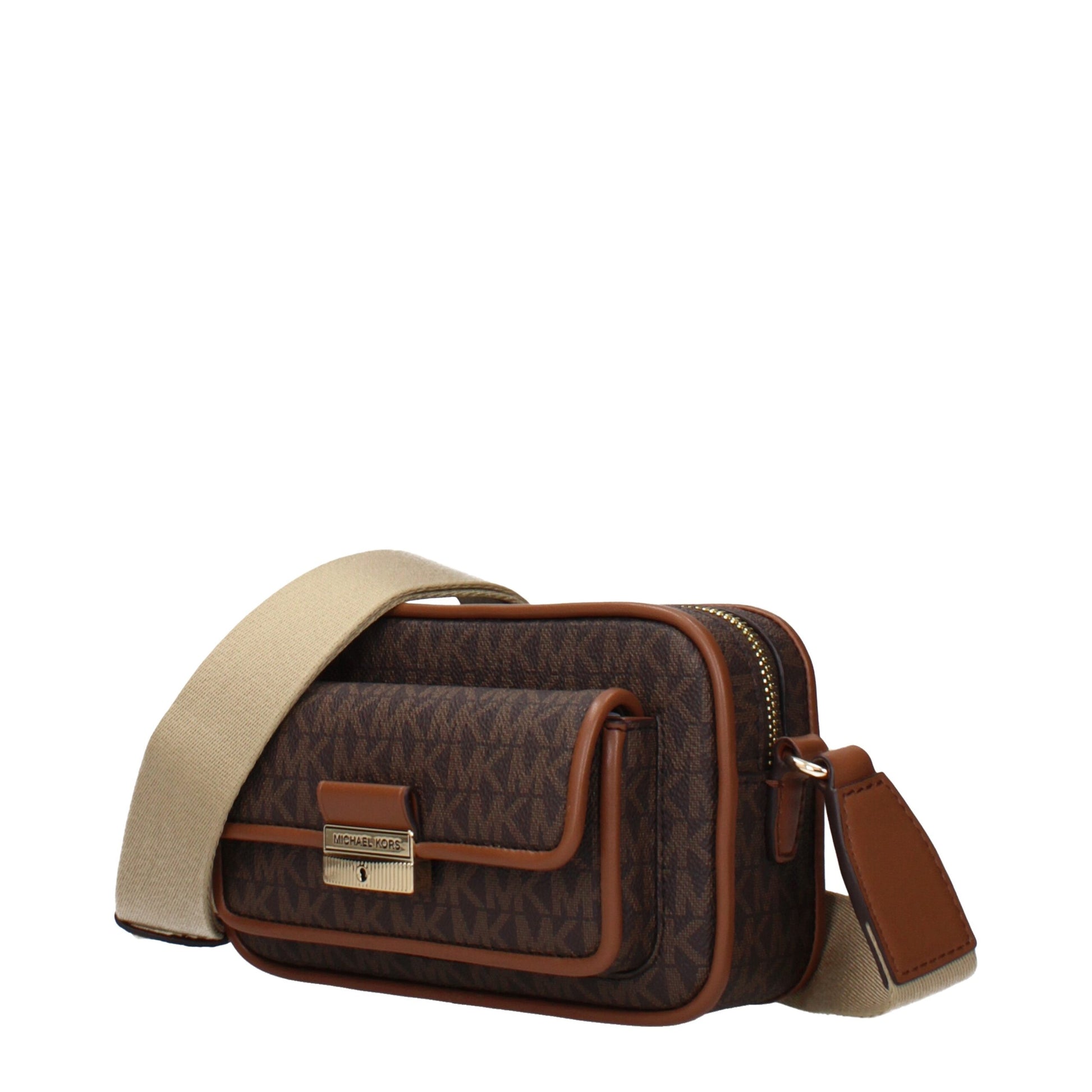 Crossbody Handbag by Michael Kors for women in fabric brown features a multifaceted silhouette, showcasing a secure and multifaceted with versatile crossbody-strap & adjustable-strap for multifaceted style.