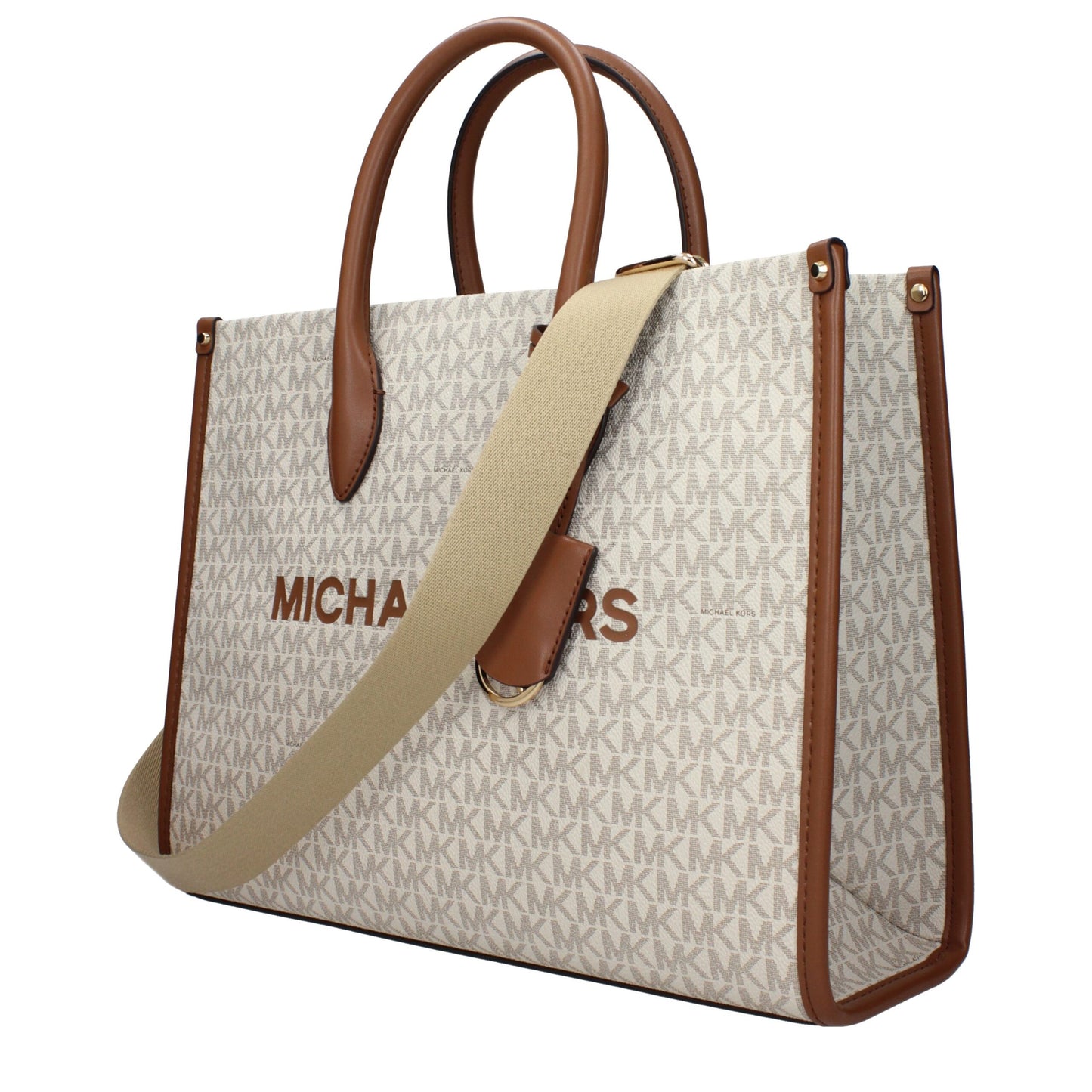 Handbag by Michael Kors for women in fabric beige features an refined silhouette, showcasing a secure , ample , and versatile adjustable-strap for a sophisticated refined aesthetic.