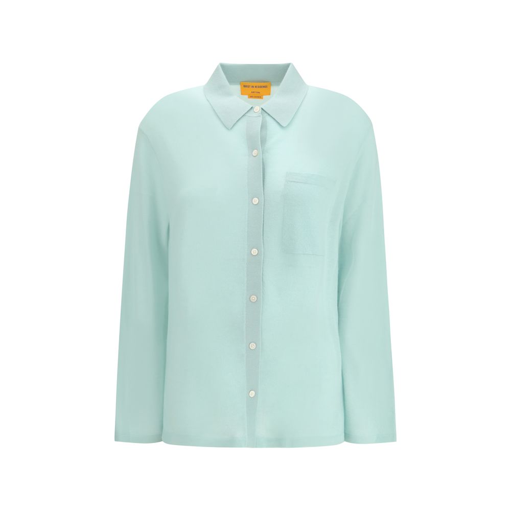 Dress Shirt by Guest in Residence for women in cashmere blue showcases a sharp silhouette, elegantly detailed with a sharp and sharp long-sleeve.
