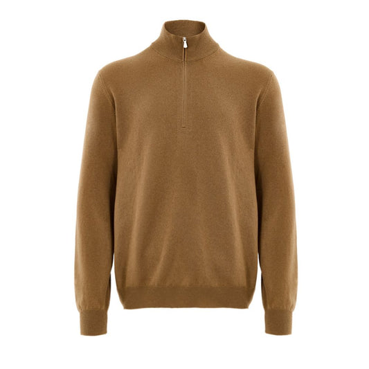 Sweater by Gran Sasso for men in wool brown features an polished silhouette, showcasing refined and a sophisticated turtle mock neckline for a truly polished finish.