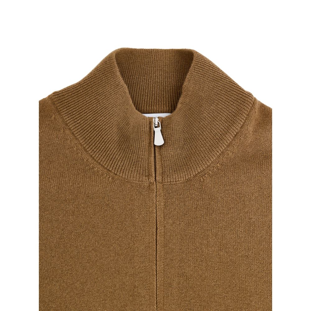 Cardigan by Gran Sasso for men in cashmere & viscose brown features a nuanced silhouette with a refined turtle mock neckline and nuanced detailing for a sophisticated look.