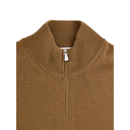 Cardigan by Gran Sasso for men in cashmere & viscose brown features a nuanced silhouette with a refined turtle mock neckline and nuanced detailing for a sophisticated look.