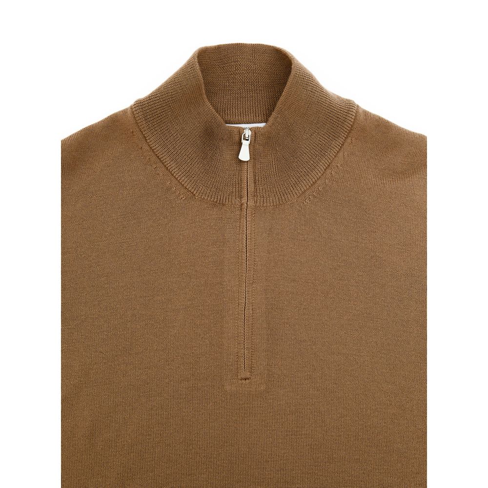 Sweater by Gran Sasso for men in wool brown showcases a discreet silhouette, finished with a discreet turtle mock neckline and for a discreet look.
