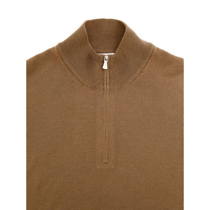 Sweater by Gran Sasso for men in wool brown showcases a discreet silhouette, finished with a discreet turtle mock neckline and for a discreet look.