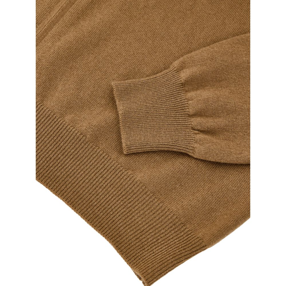 Sweater by Gran Sasso for men in wool brown showcases a downtown chic silhouette, artfully finished with a downtown chic turtle mock neckline and for a sophisticated, high-end look.