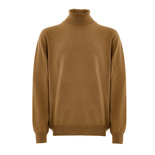 Sweater by Gran Sasso for men in cashmere & viscose brown showcases a discreet silhouette, finished with a discreet turtle high-neck neckline and for a discreet look.
