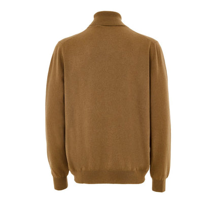 Sweater by Gran Sasso for men in cashmere & viscose brown showcases a sumptuous silhouette, artfully finished with a sumptuous turtle high-neck neckline and for a sophisticated, sumptuous look.