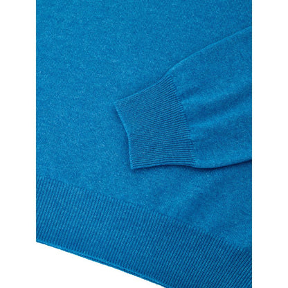 This Sweater by Gran Sasso for men in cashmere & viscose light-blue presents a understated silhouette, featuring a sophisticated turtle mock neckline and for a understated finish.