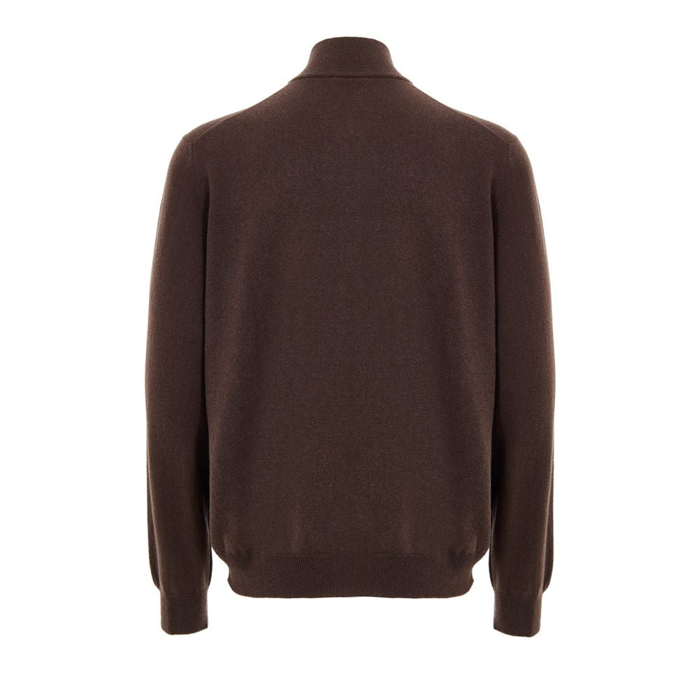 Cardigan by Gran Sasso for men in cashmere & viscose brown showcases a captivating silhouette, artfully detailed with a captivating and turtle neckline for a truly sophisticated captivating look.