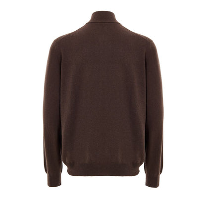 Cardigan by Gran Sasso for men in cashmere & viscose brown showcases a captivating silhouette, artfully detailed with a captivating and turtle neckline for a truly sophisticated captivating look.