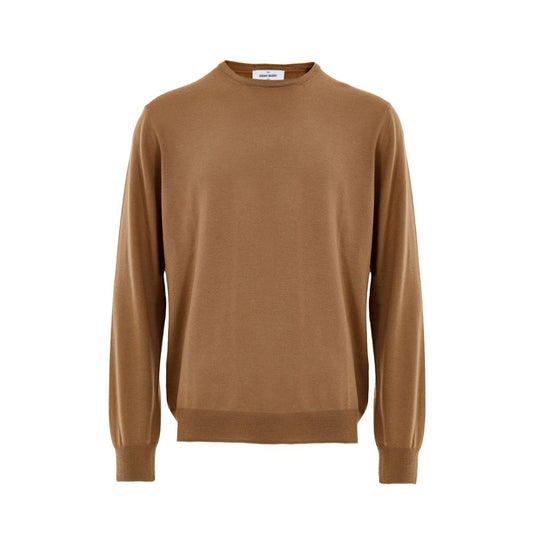 Sweatshirt by Gran Sasso for men in cashmere & viscose brown showcases a slouchy chic silhouette, artfully detailed with a slouchy chic round neckline and for a slouchy chic finish.