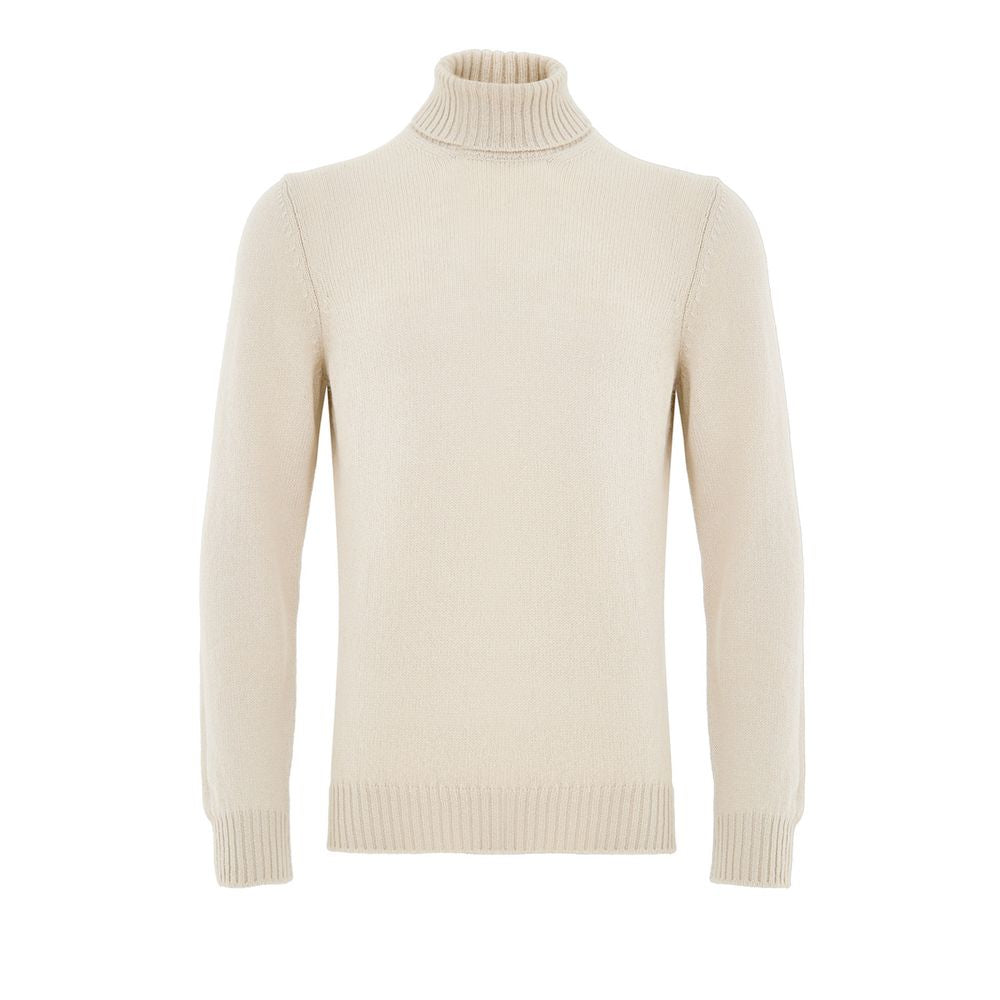 Sweater by Gran Sasso for men in wool beige showcases a discreet silhouette, finished with a discreet turtle neckline and for a discreet look.