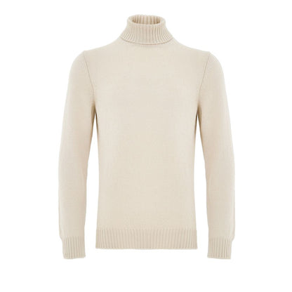 Sweater by Gran Sasso for men in wool beige showcases a discreet silhouette, finished with a discreet turtle neckline and for a discreet look.