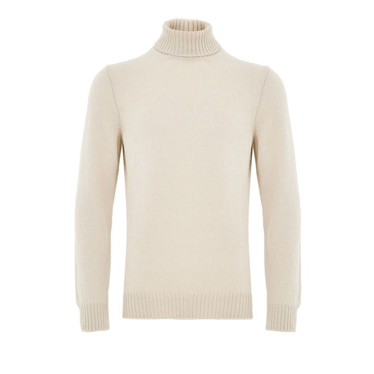Sweater by Gran Sasso for men in wool beige showcases a discreet silhouette, finished with a discreet turtle neckline and for a discreet look.