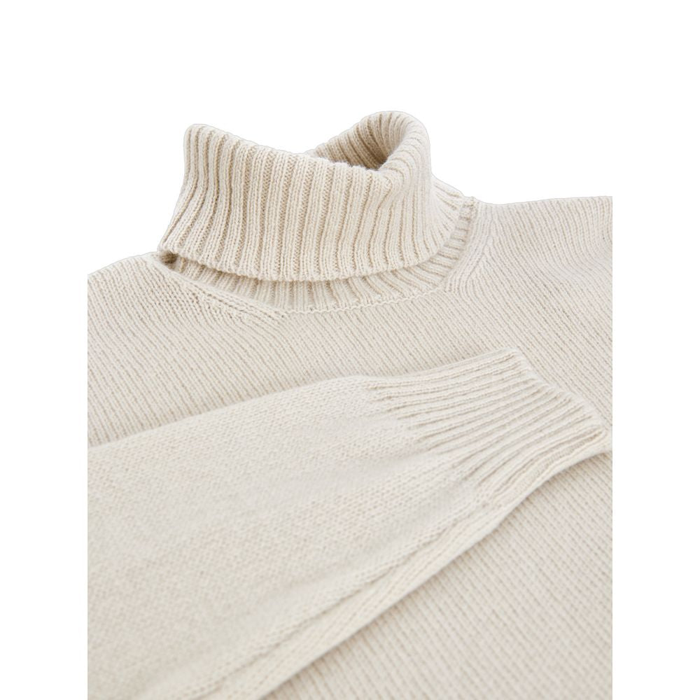 Sweater by Gran Sasso for men in wool beige showcases a downtown chic silhouette, artfully finished with a downtown chic turtle neckline and for a sophisticated, high-end look.