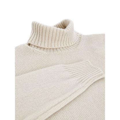 Sweater by Gran Sasso for men in wool beige showcases a downtown chic silhouette, artfully finished with a downtown chic turtle neckline and for a sophisticated, high-end look.