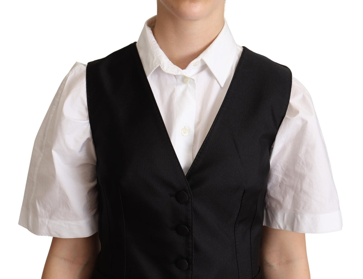 Dolce & Gabbana Women's Polyester Silk Satin & Twill Vest - Black