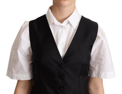 Dolce & Gabbana Women's Polyester Silk Satin & Twill Vest - Black