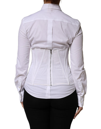 Dolce & Gabbana White Polyamide Waist Cincher Bustier Corset Top