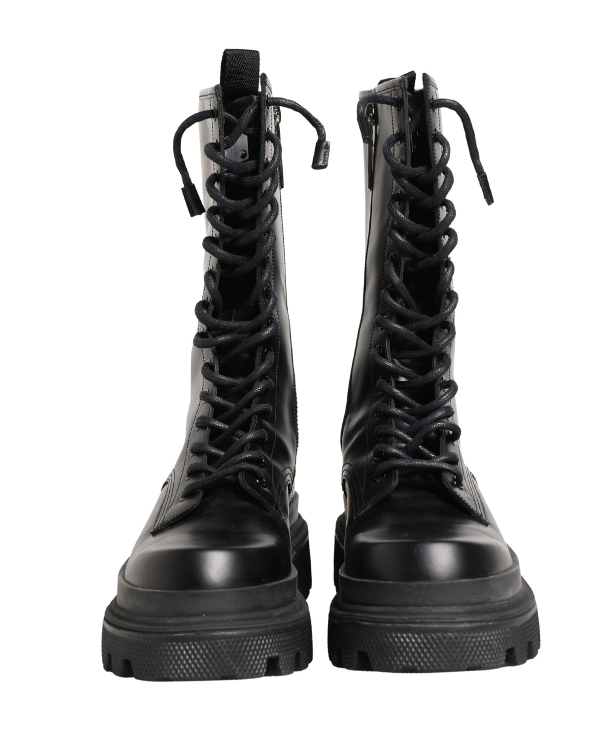 Dolce & Gabbana Men's Leather & Rubber Lace-Up Combat Over-The-Knee Boots - Black