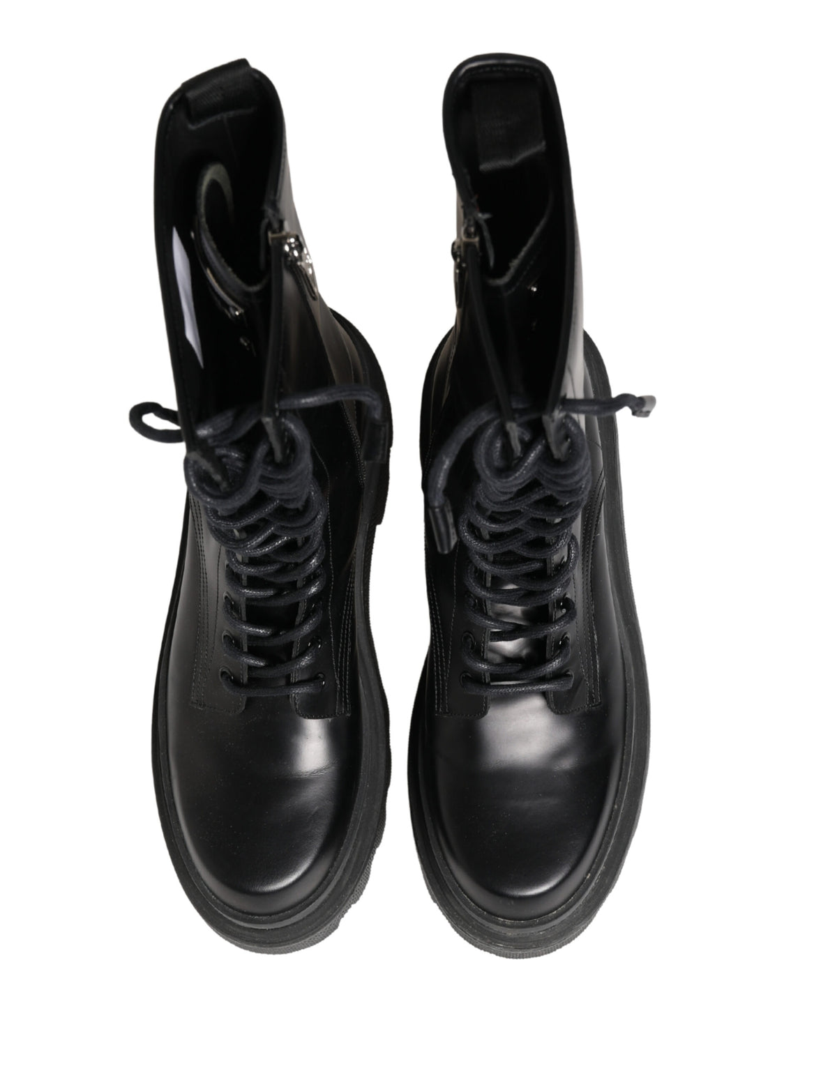 Dolce & Gabbana Men's Leather & Rubber Lace-Up Combat Over-The-Knee Boots - Black