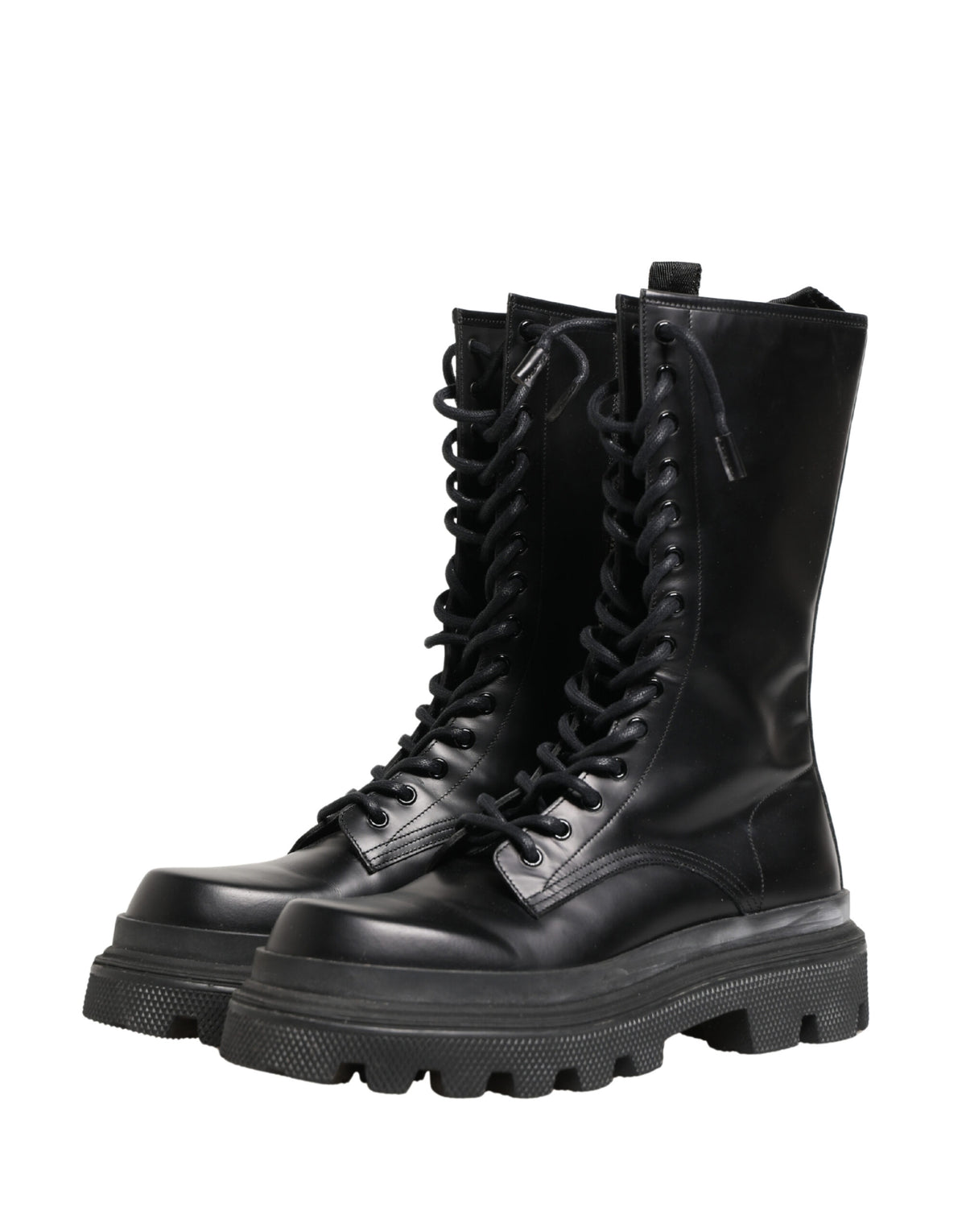 Dolce & Gabbana Men's Leather & Rubber Lace-Up Combat Over-The-Knee Boots - Black