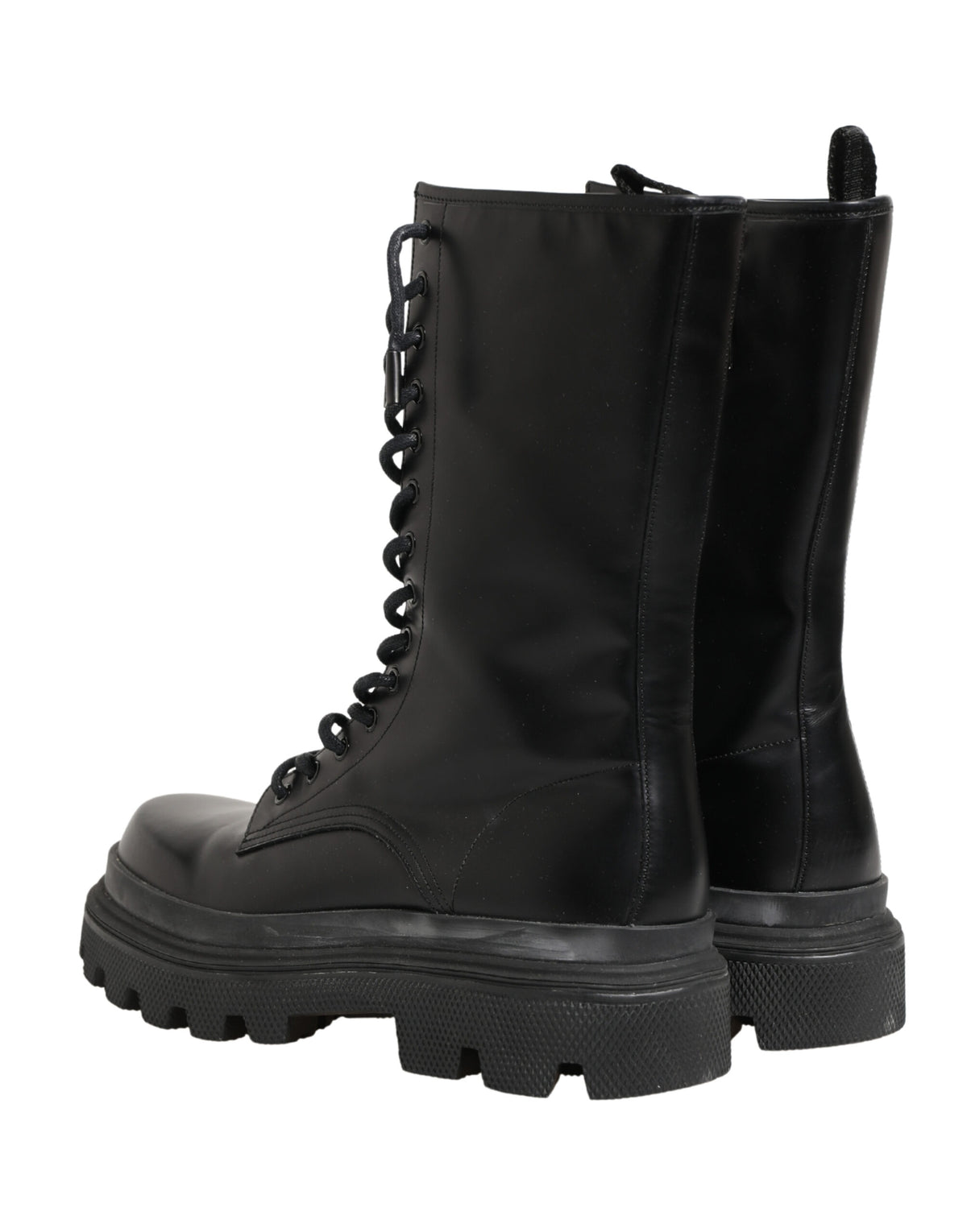 Dolce & Gabbana Men's Leather & Rubber Lace-Up Combat Over-The-Knee Boots - Black