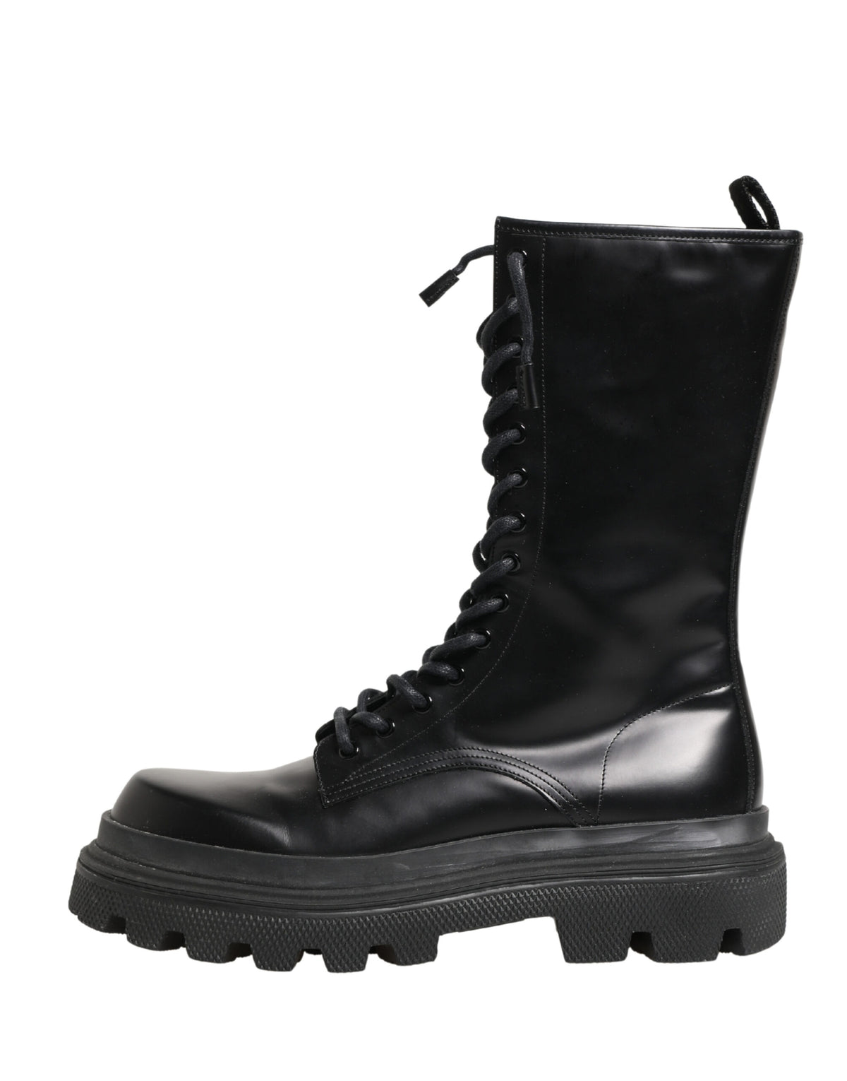 Dolce & Gabbana Men's Leather & Rubber Lace-Up Combat Over-The-Knee Boots - Black
