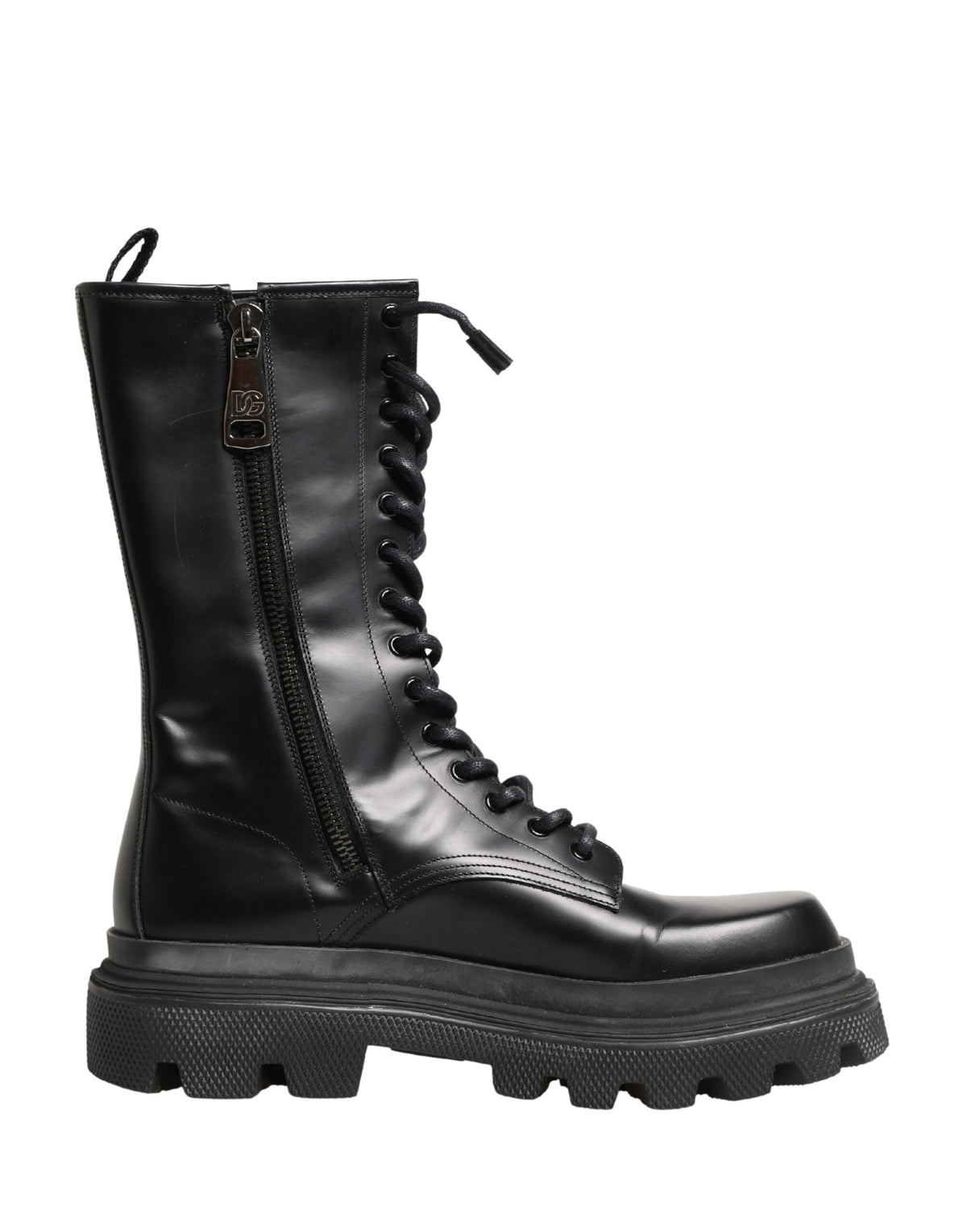 Dolce & Gabbana Men's Leather & Rubber Lace-Up Combat Over-The-Knee Boots - Black