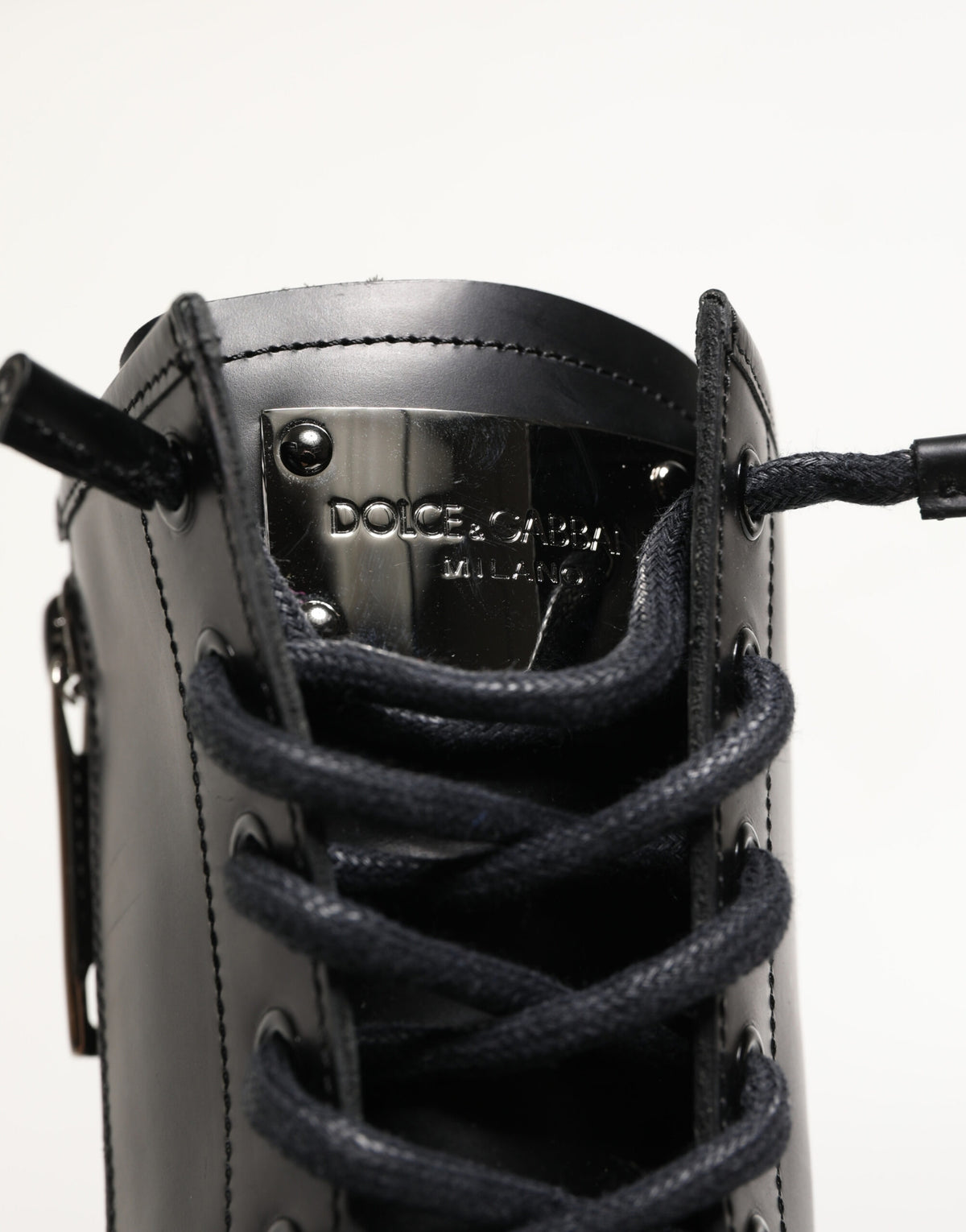 Dolce & Gabbana Men's Leather & Rubber Lace-Up Combat Over-The-Knee Boots - Black