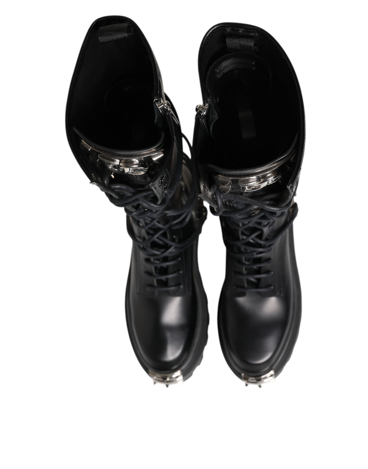 Dolce & Gabbana Men's Leather & Rubber Lace-Up Combat High Knee-High Over-The-Knee Boots - Black Signature