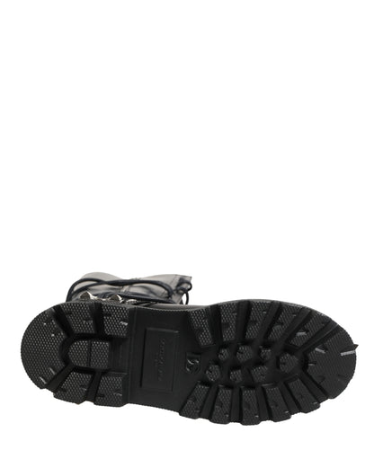 Dolce & Gabbana Men's Leather & Rubber Lace-Up Combat High Knee-High Over-The-Knee Boots - Black Signature